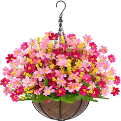 Grandeal cesto colgante frontal mostrando flores y color vibrante
