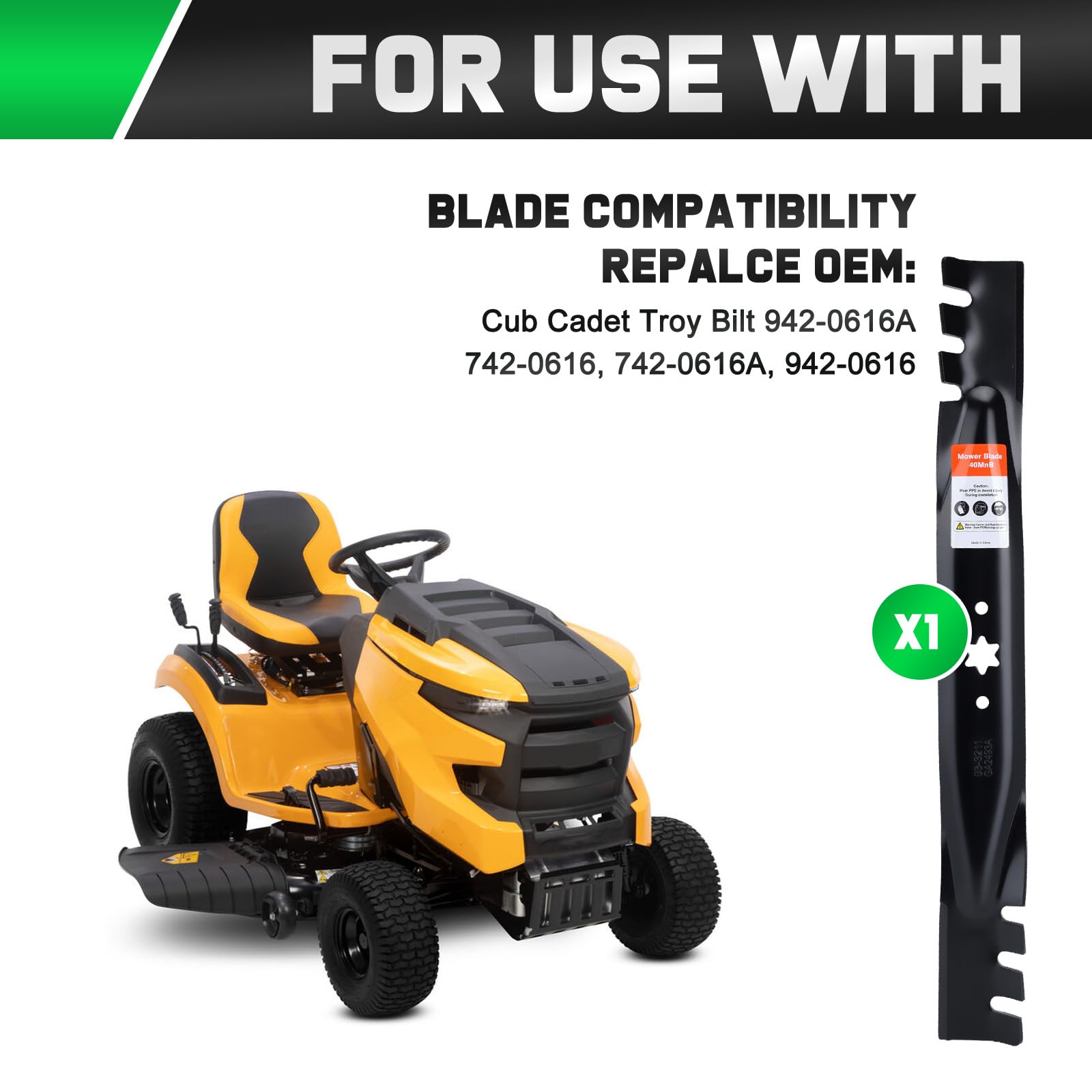 Grasscool cuchilla montada en cortacésped 42" demostrando ajuste seguro
