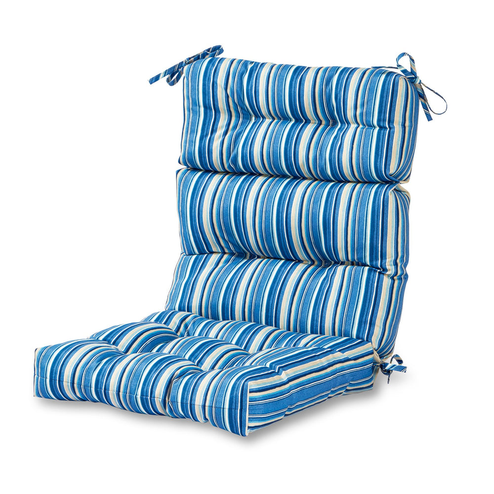 Greendale Home Fashions vista frontal del cojín rayas Steel Blue para sillas altas, comodidad instantánea