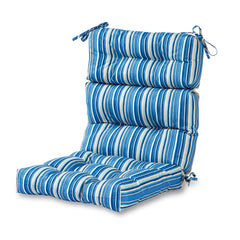 Greendale Home Fashions vista frontal del cojín rayas Steel Blue para sillas altas, comodidad instantánea