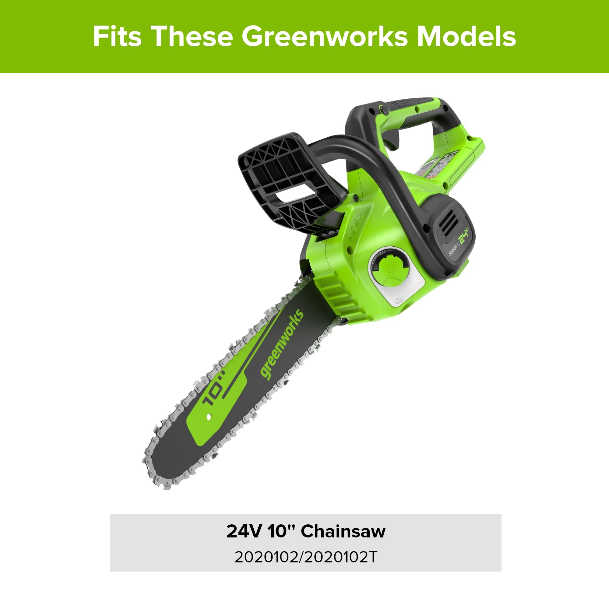 Greenworks cadena instalada en espada demuestra ajuste correcto