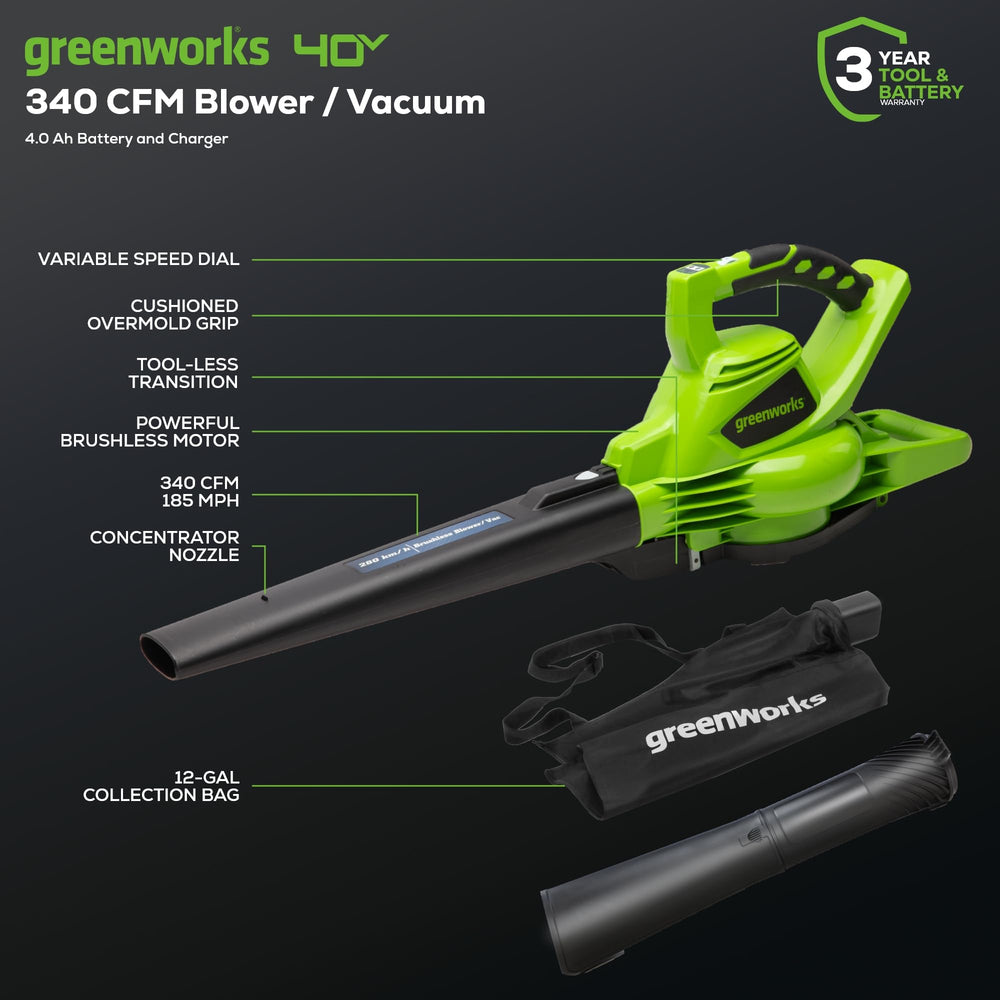 Greenworks detalle del tubo de aspiración con cierre rápido, cambio sin herramientas
