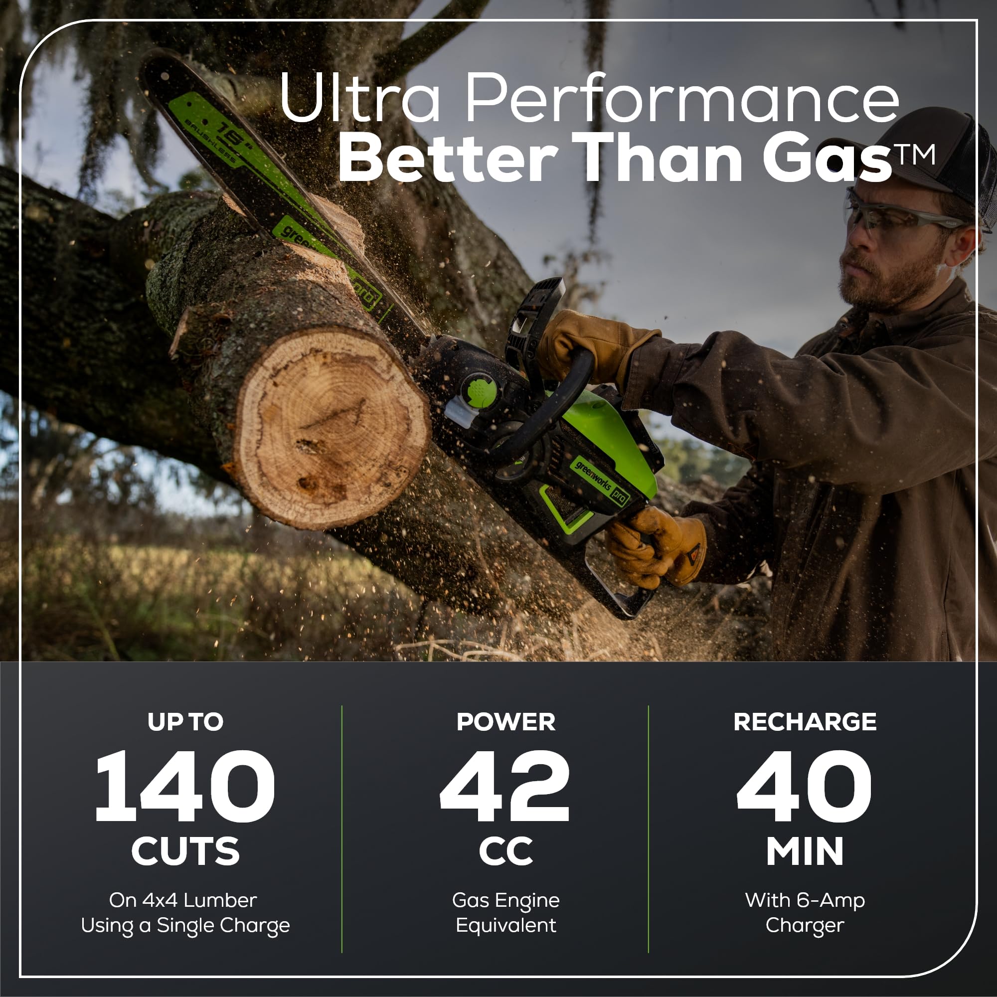 Greenworks motor brushless expuesto que aporta mayor torque y eficiencia