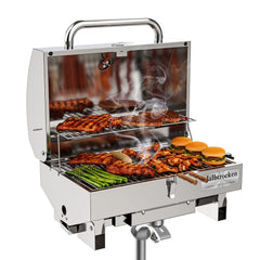 Halbtrocken imagen frontal de la parrilla en acero inoxidable mostrando durabilidad