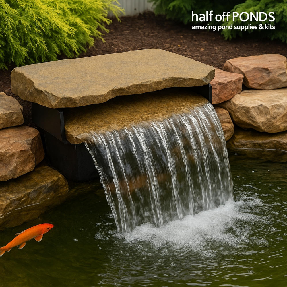 HALF OFF PONDS almohadilla filtrante en uso reteniendo sedimentos visibles