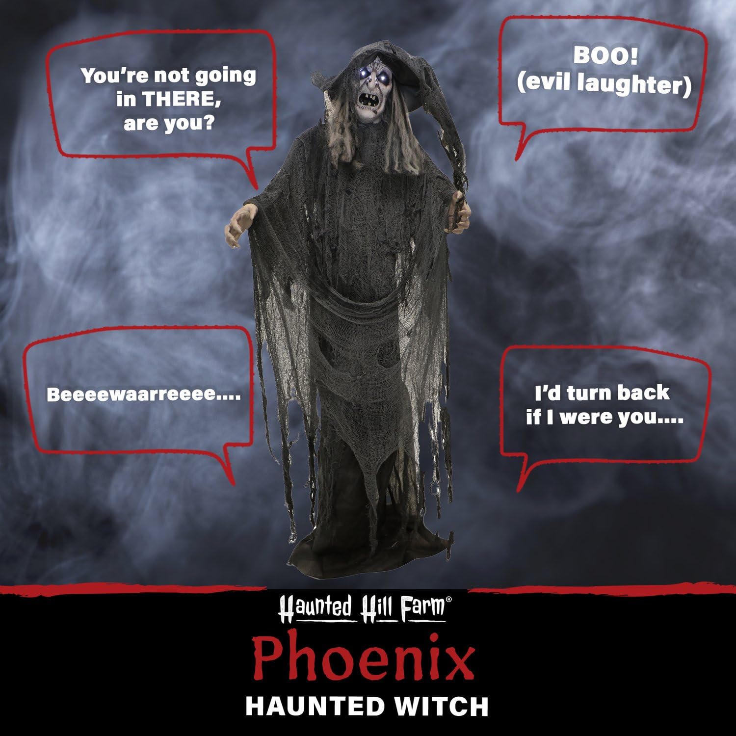 Haunted Hill Farm primer plano del rostro con detalle realista y efecto miedo