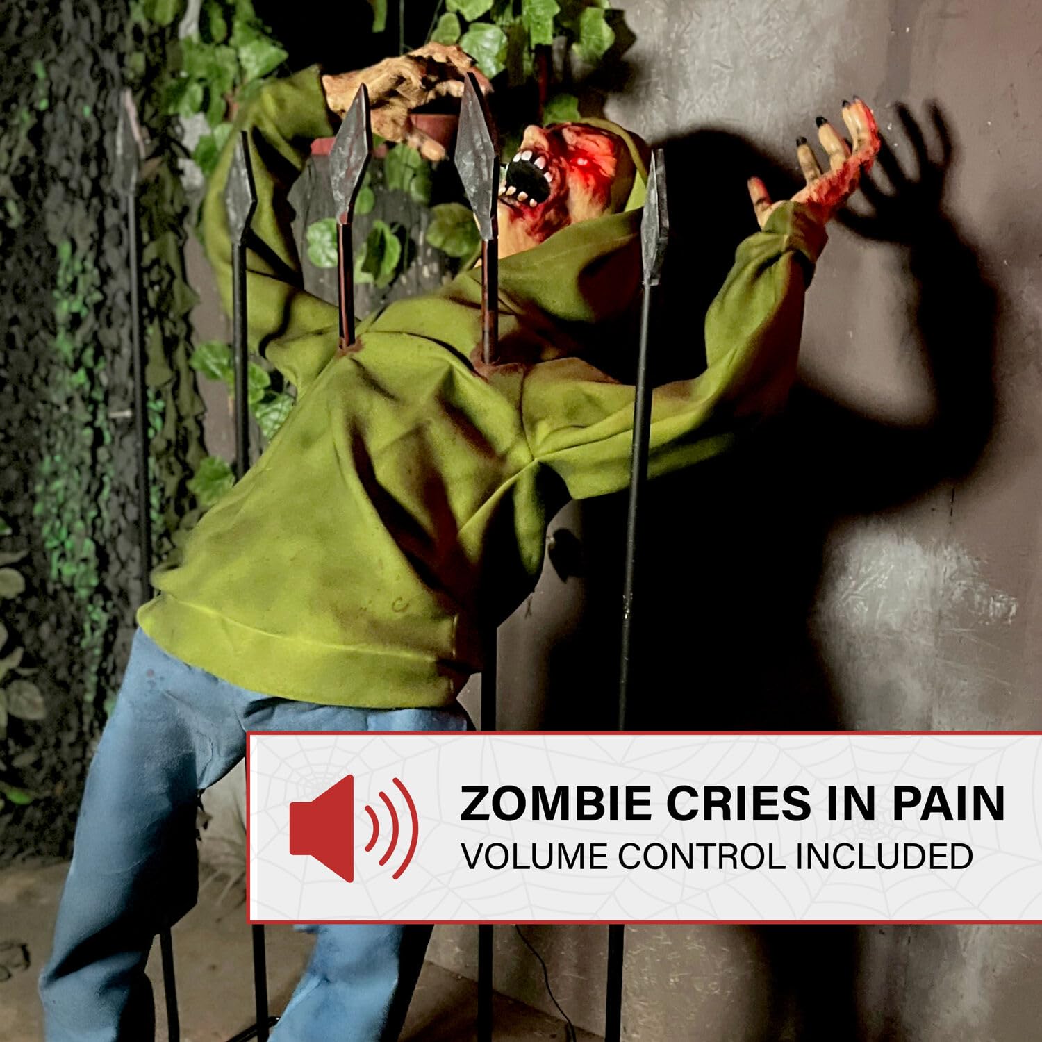 Haunted Hill Farm escena en porche para decoración temática impactante