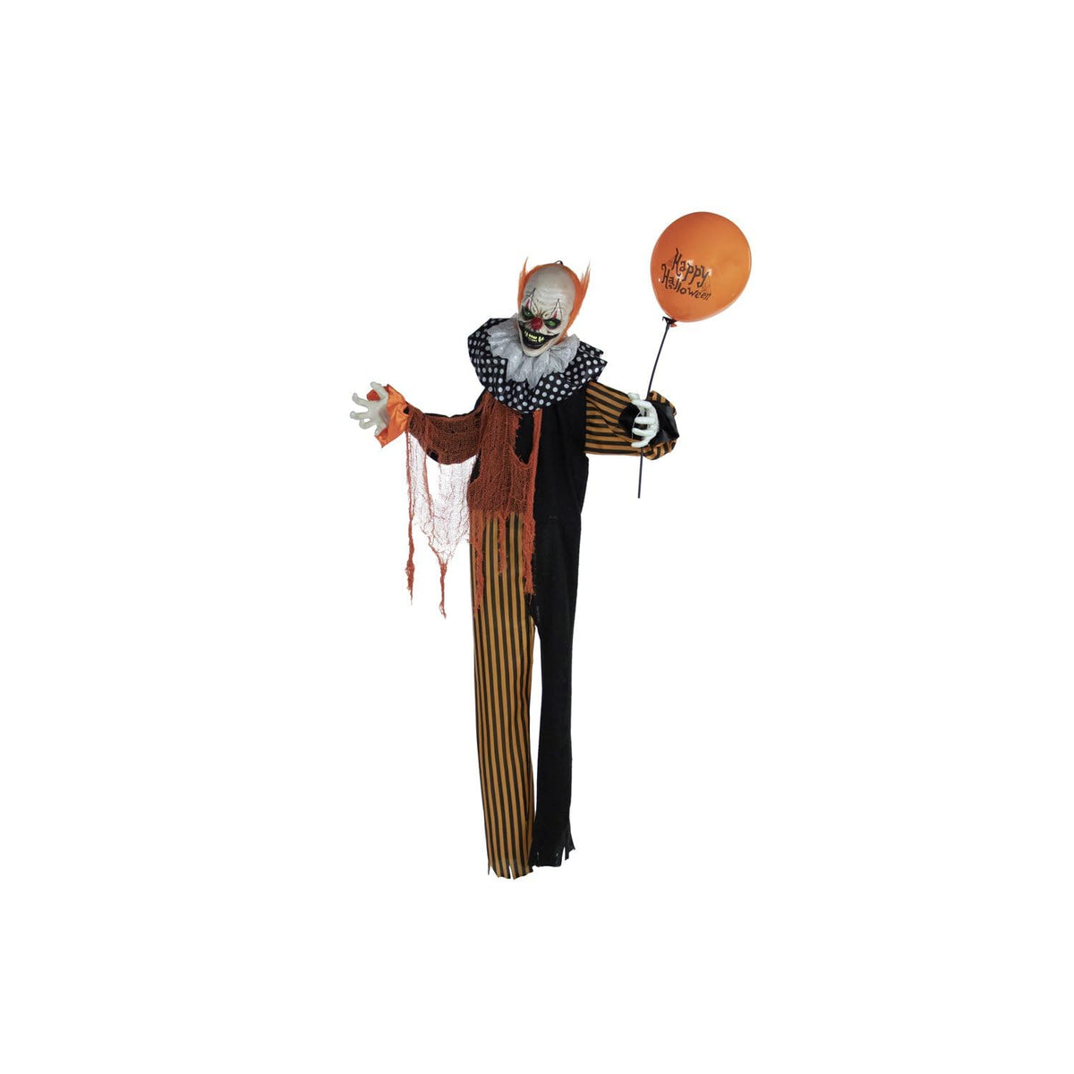 Haunted Hill Farm payaso frontal mostrando figura tamaño real y efecto aterrador