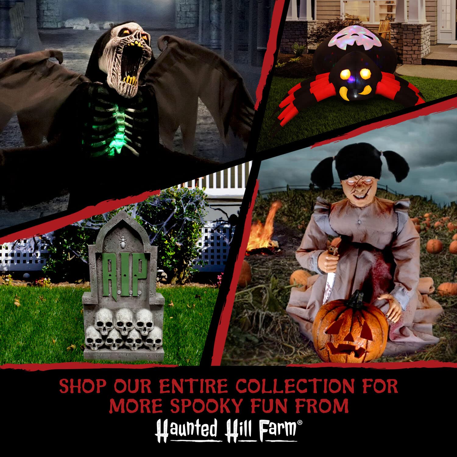 Haunted Hill Farm comparativa de tamaño con una persona para referencia de escala
