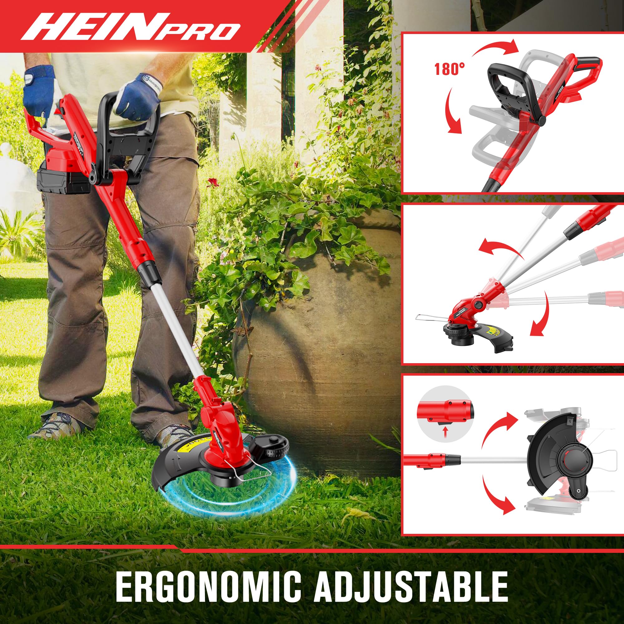 HEINPRO en jardín real realizando corte y acabado para césped cuidado