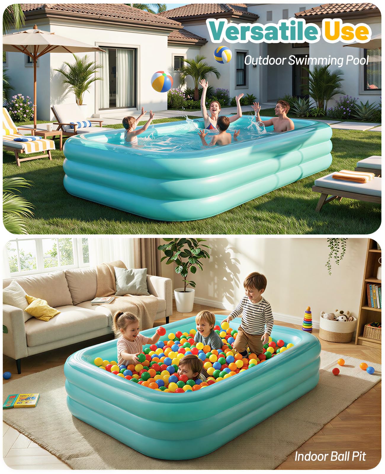 HeySplash piscina desinflada y plegada ocupando poco espacio para guardar
