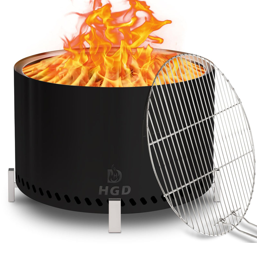 HGD fogón frente con parrilla mostrando versatilidad para barbacoa