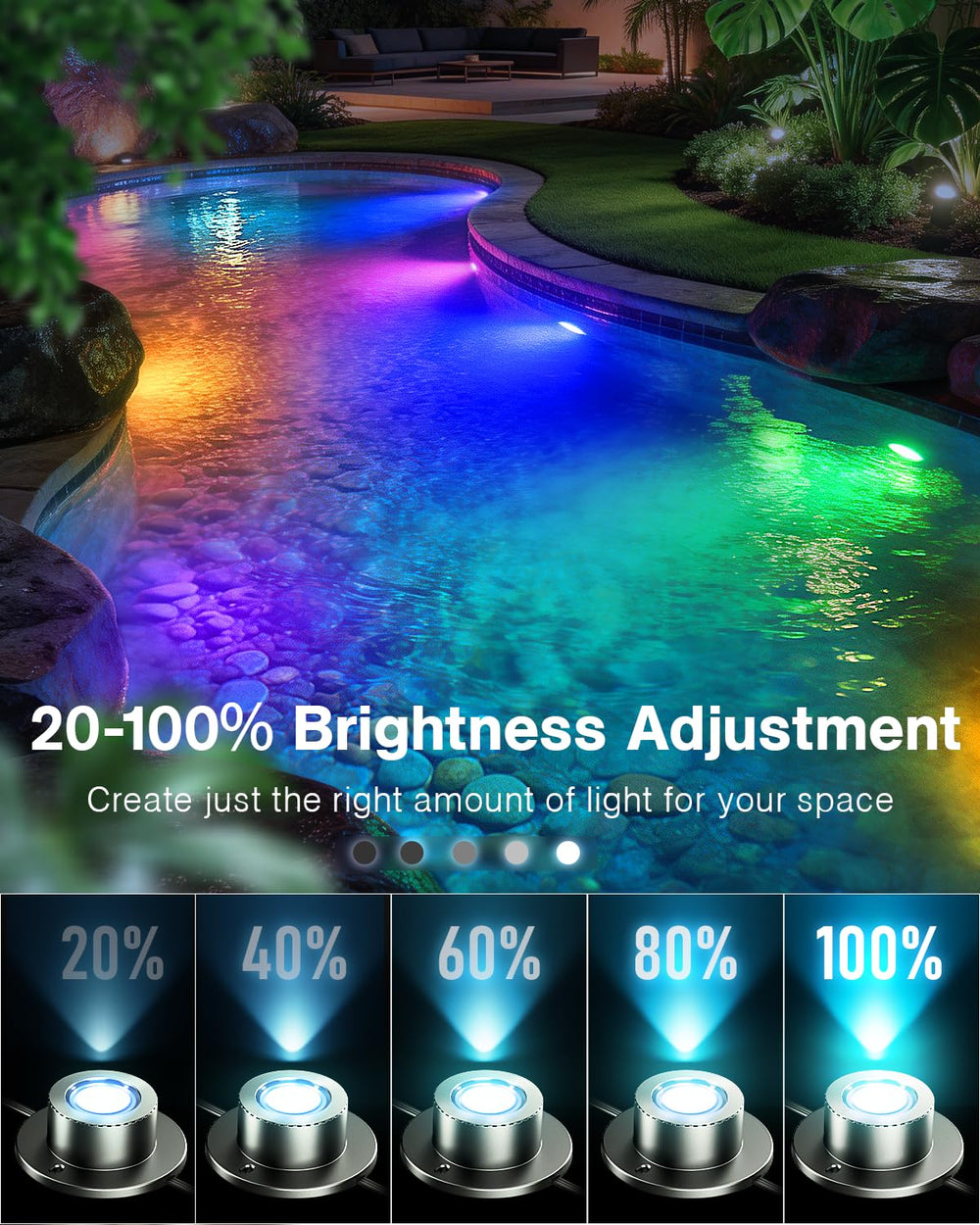 HIBOITEC luces en cascada creando ambiente nocturno seguro y elegante