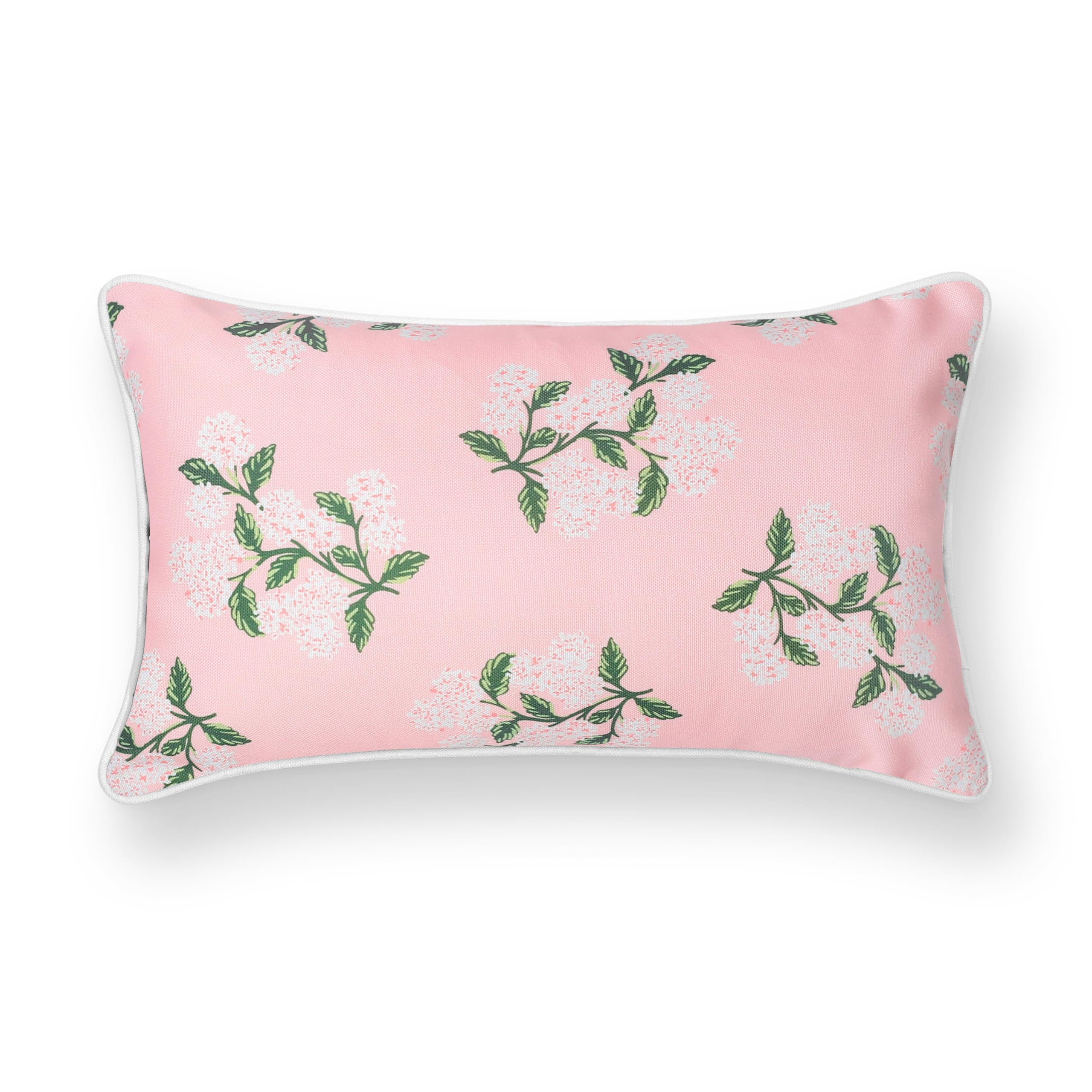 Hofdeco Premium ambiente de patio con funda blush integrando decoración costera