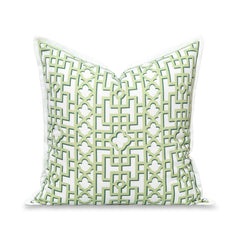 Hofdeco Premium frontal del cojín con patrón trellis verde, aporta estilo costero