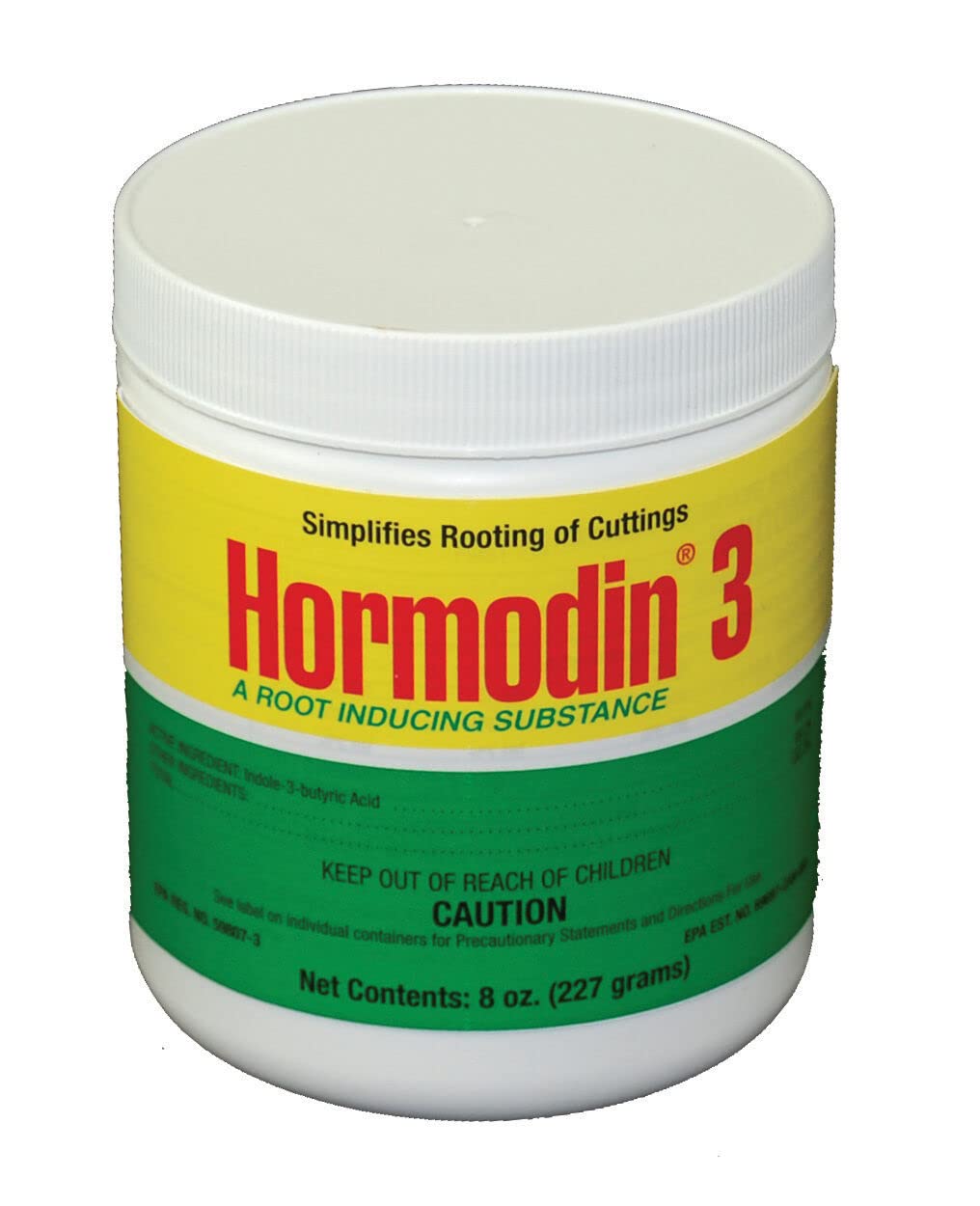 Hormodin envase frente mostrando etiqueta y facilidad de uso para enraizar esquejes