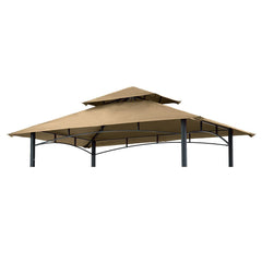 Hugline toldo frontal 5x8 khaki mostrando cobertura completa y apariencia renovada