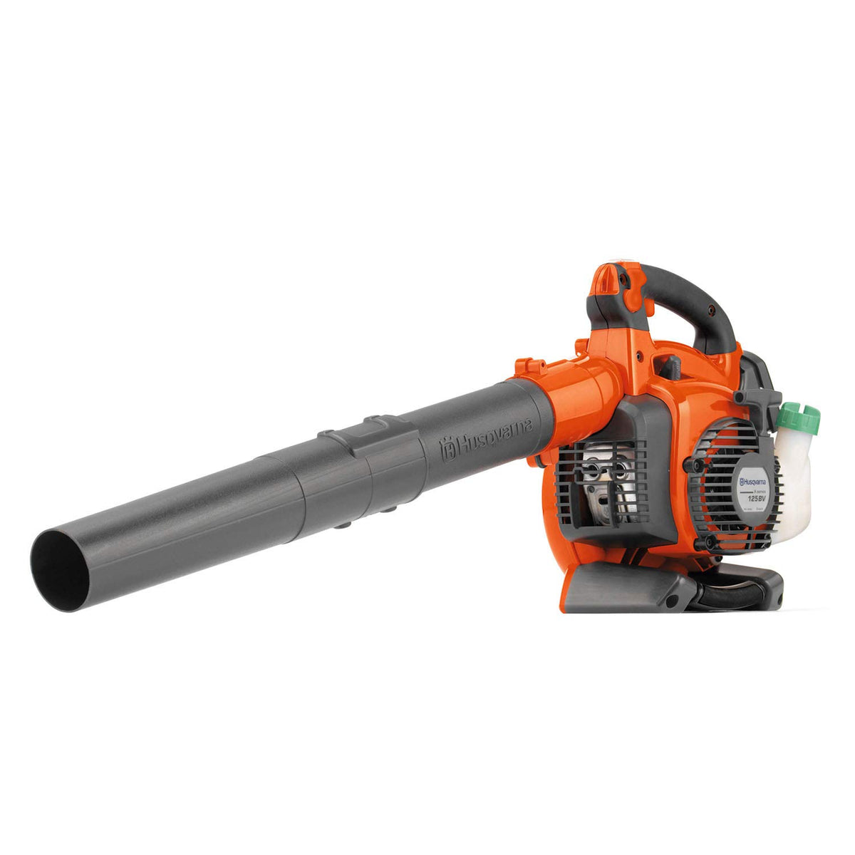 Husqvarna vista frontal del soplador mostrando diseño compacto y ventaja de potencia