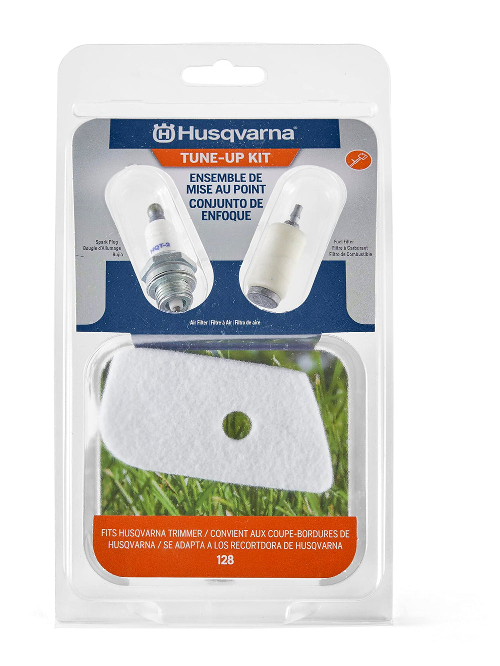 Husqvarna paquete frontal del kit muestra piezas y mejora mantenimiento