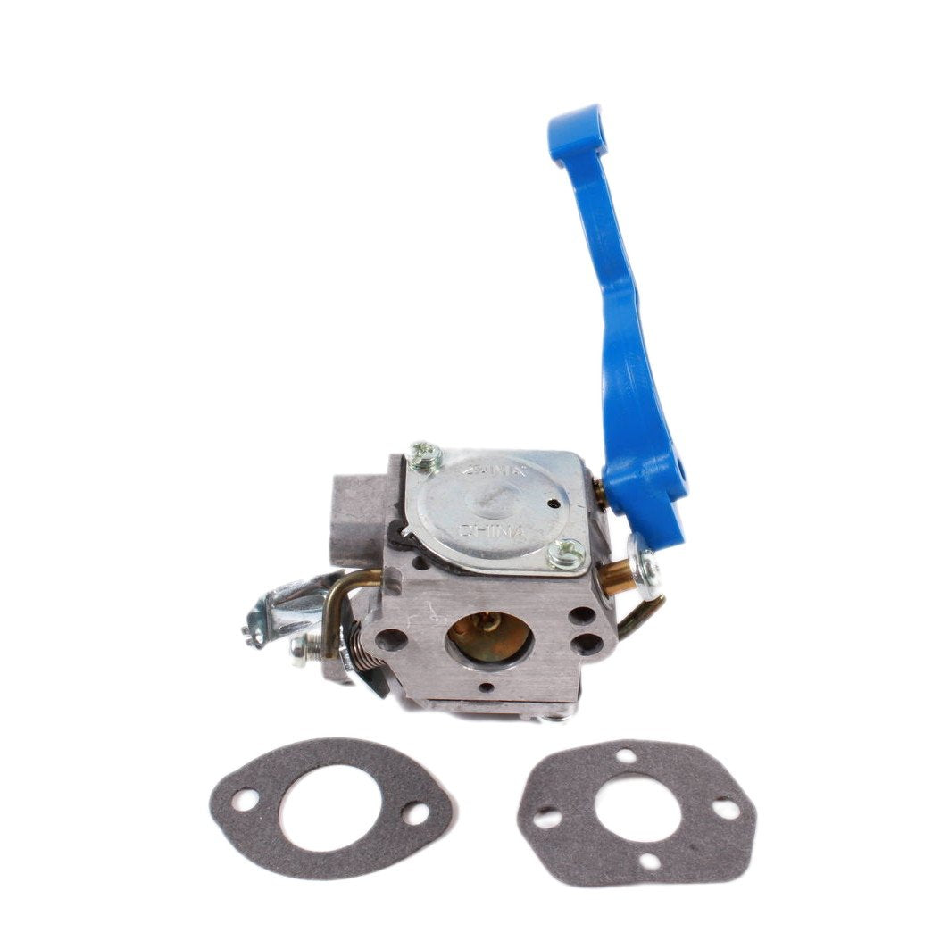 Carburador Husqvarna vista frontal mostrando ajuste OEM y facilidad de instalación