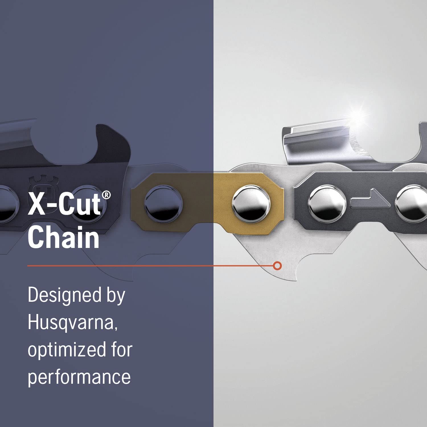 Husqvarna primer plano de dientes que muestra filo resistente y corte duradero