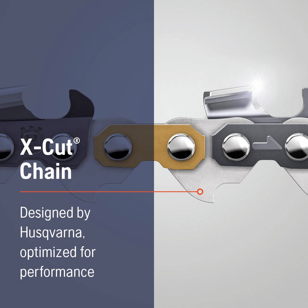 Husqvarna primer plano de dientes que muestra filo resistente y corte duradero