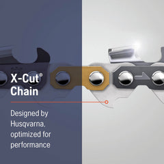 Husqvarna primer plano de dientes que muestra filo resistente y corte duradero