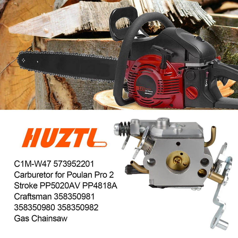 HUZTL instalación en motosierra Poulan demostrando compatibilidad y reparación