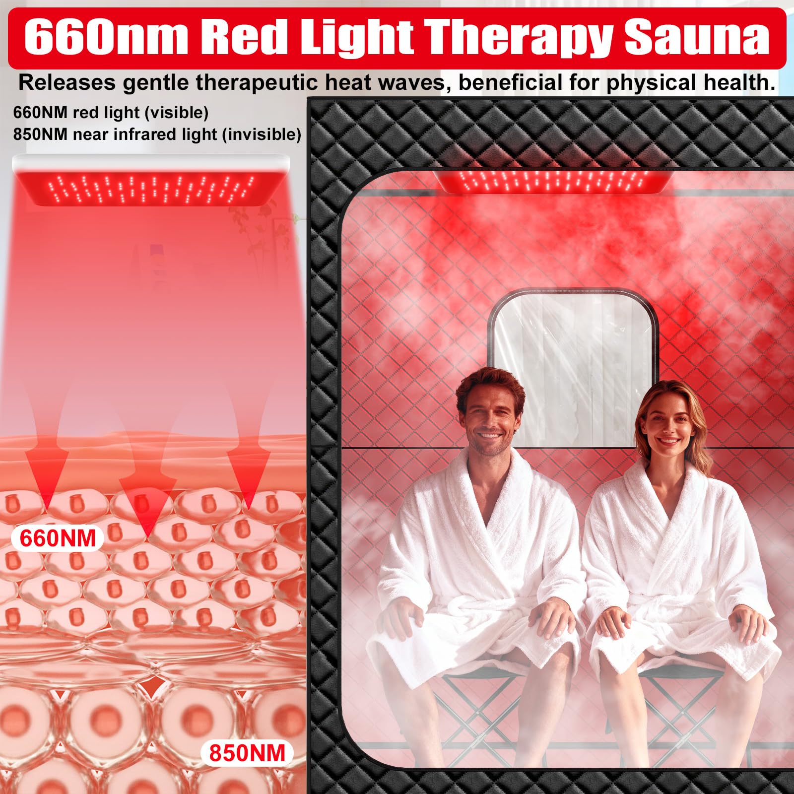 I-THERA-U detalle de la lámpara 660nm y 850nm mostrando iluminación integrada