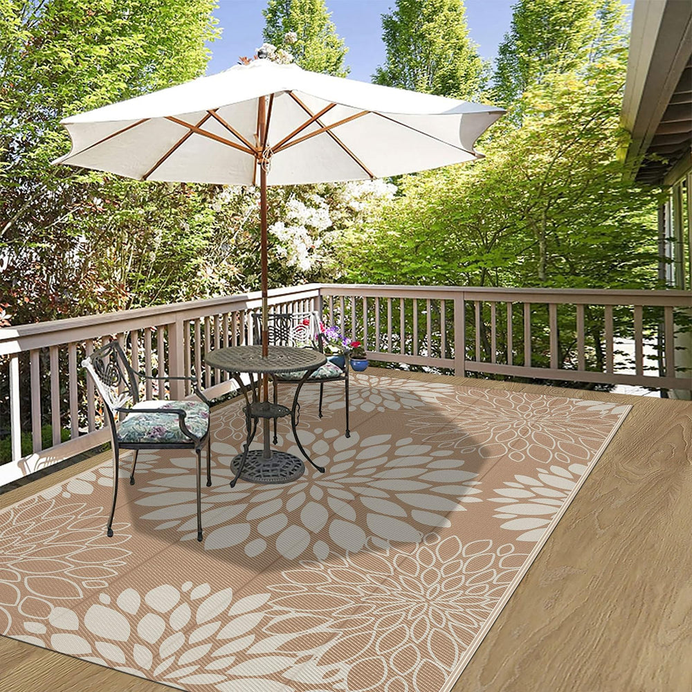 Ileading alfombra en patio bajo mesa y sillas mejora ambiente