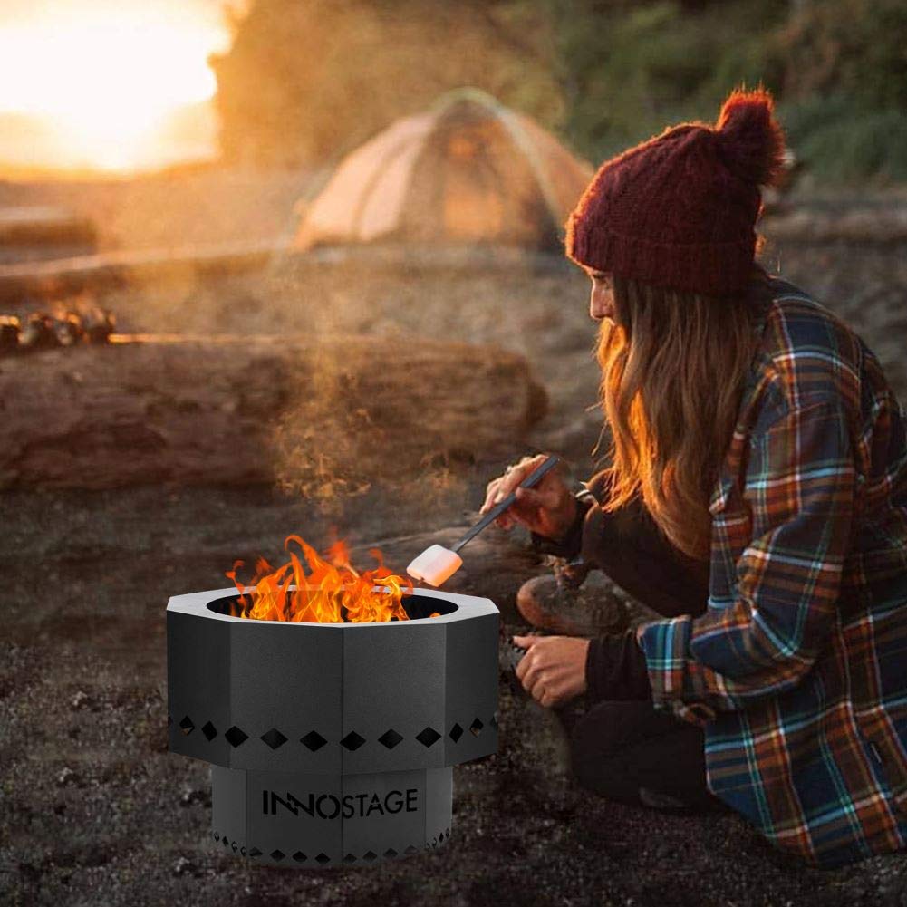 INNO STAGE cocinando con sartén sobre la llama, ideal para asar al aire libre