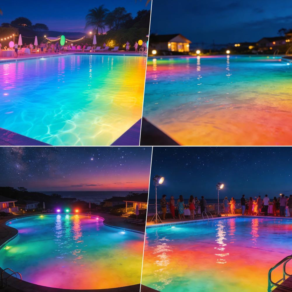 IOBZSM efecto de colores en piscina nocturna, ambiente personalizable y vistoso