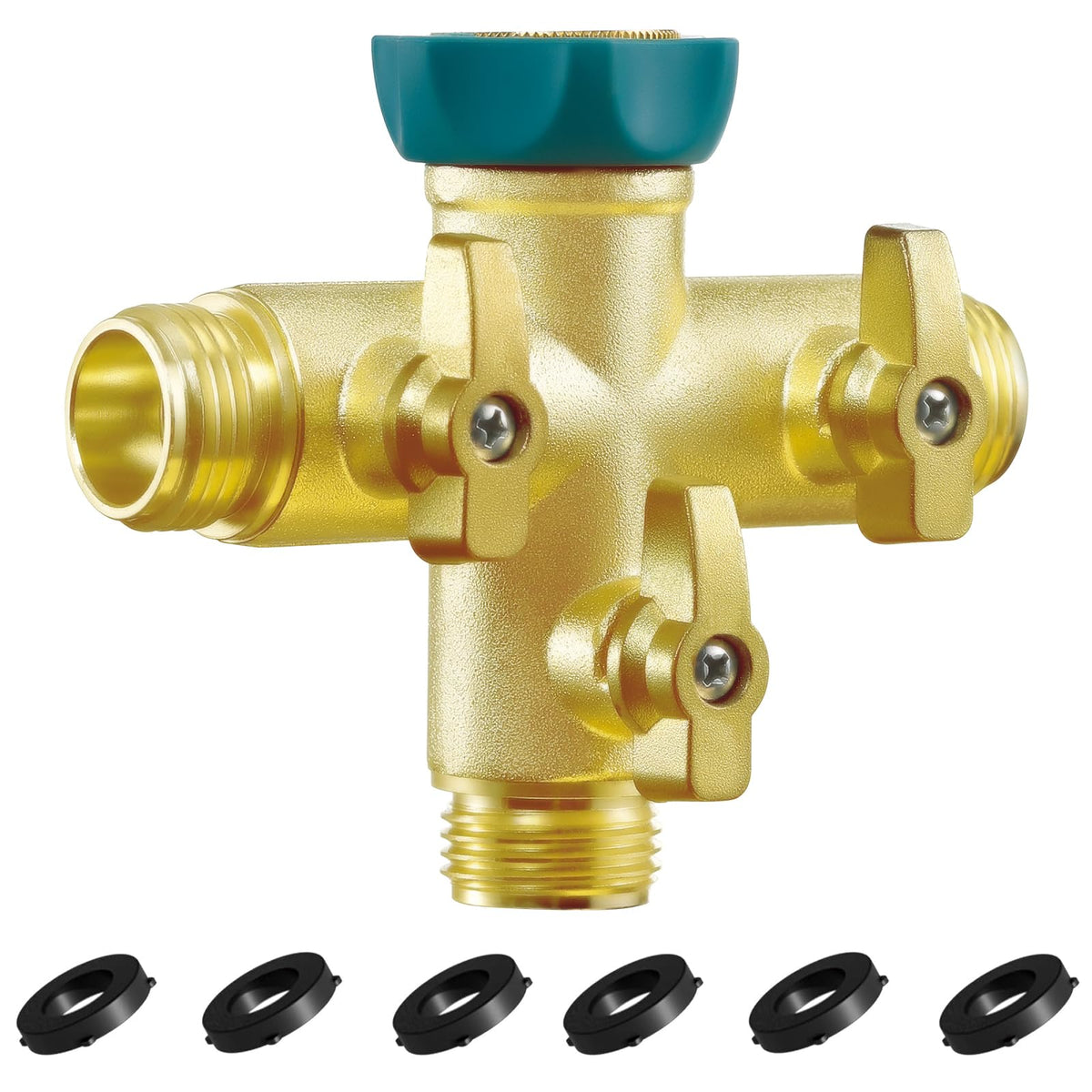 IPOW divisor frontal mostrando las tres salidas y acople 3/4" con ventaja de multiuso