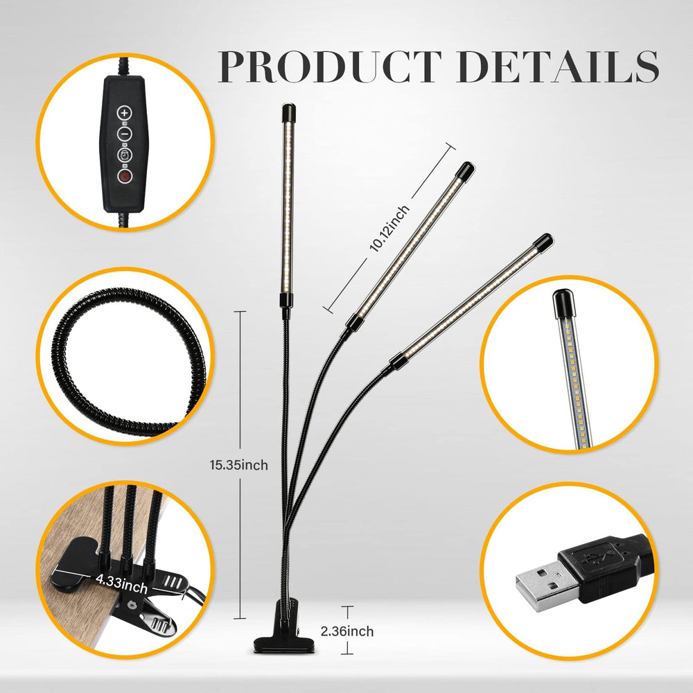 iPower cuello flexible detalle metálico y ajuste preciso del ángulo
