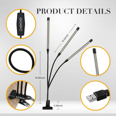 iPower cuello flexible detalle metálico y ajuste preciso del ángulo