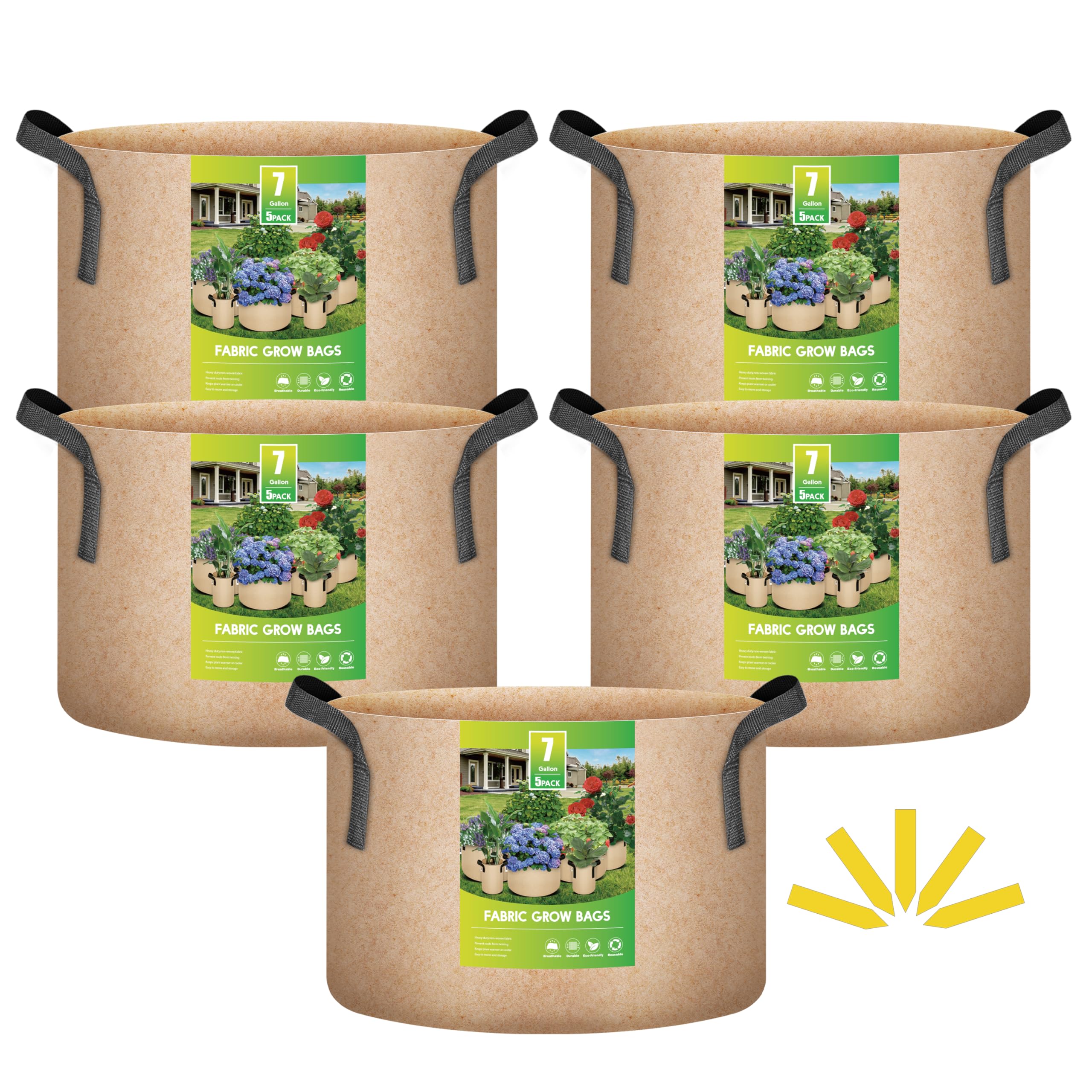 iPower pack de 5 bolsas 7 galones mostrando el frente y diseño resistente