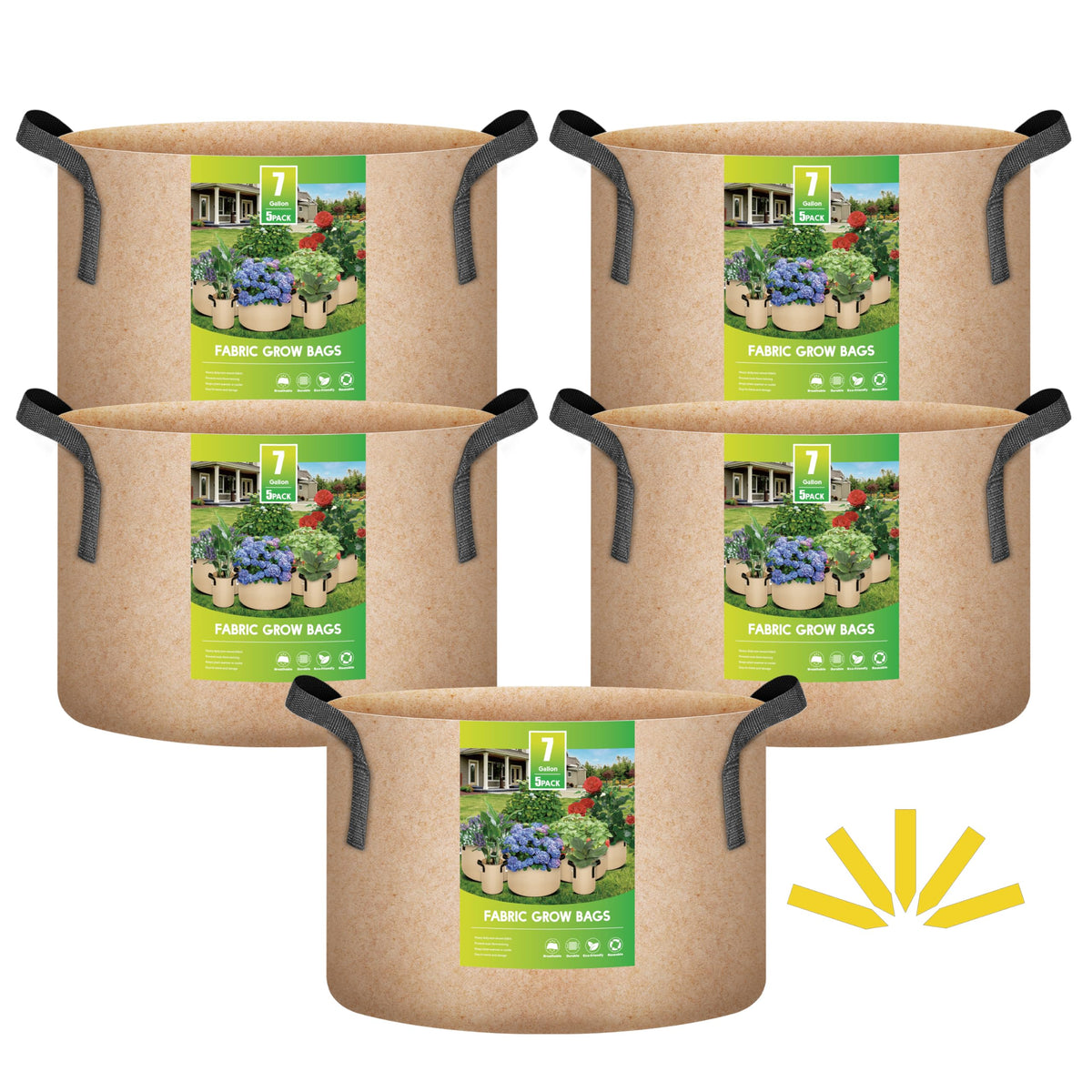 iPower pack de 5 bolsas 7 galones mostrando el frente y diseño resistente