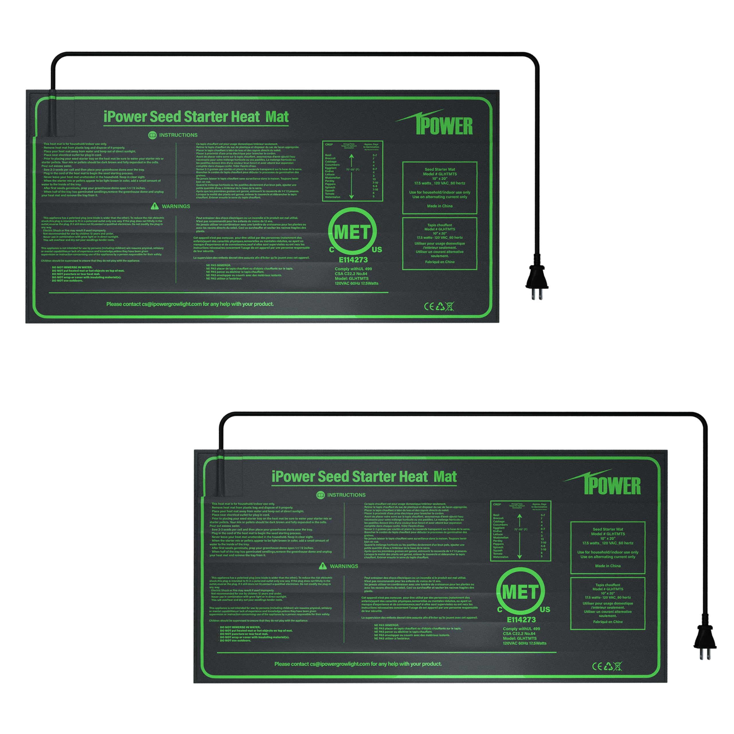 iPower vista frontal del empaque mostrando las alfombrillas y beneficios
