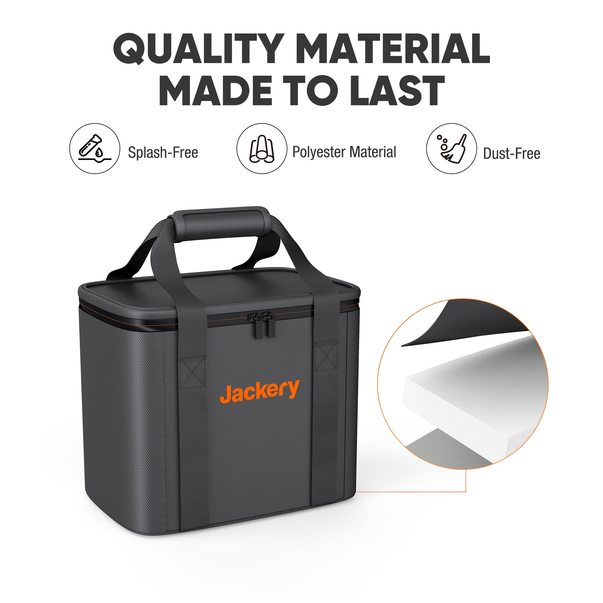 Jackery funda en uso dentro de un coche para viajes y acampada