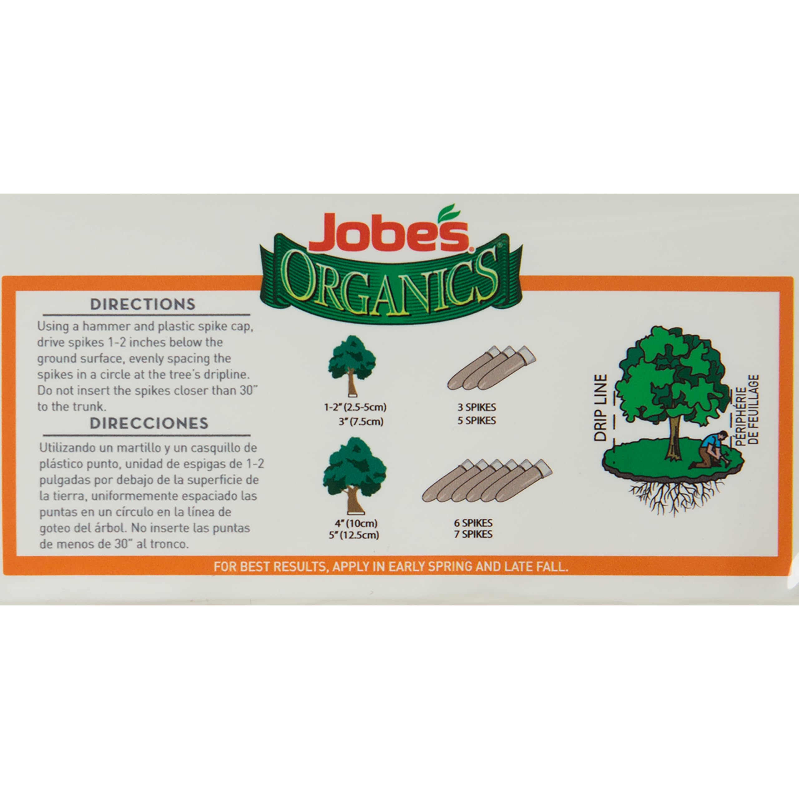 Jobe's Organics detalle de clavo fertilizante resaltando liberación lenta y textura sólida