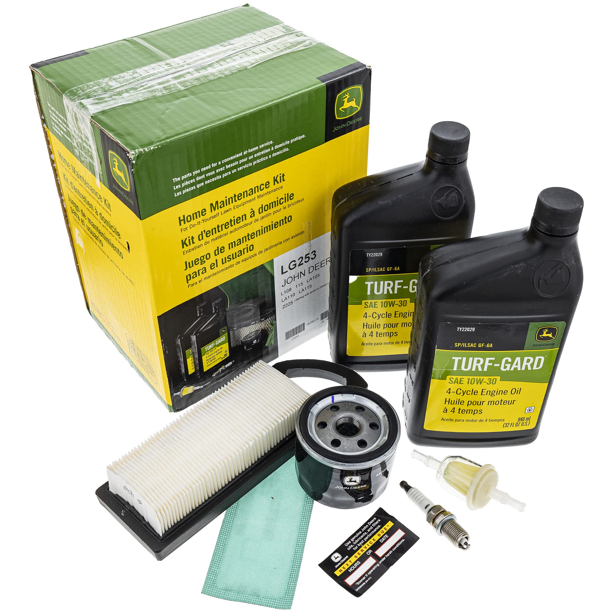 John Deere empaque frontal del kit LG253 mostrando piezas OEM y rapidez