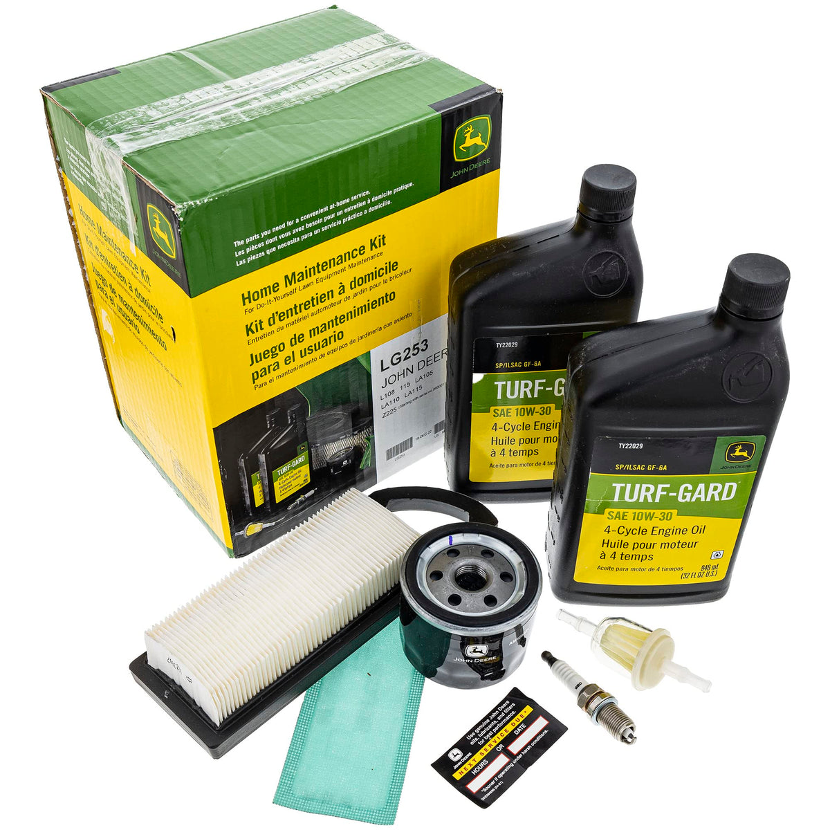 John Deere empaque frontal del kit LG253 mostrando piezas OEM y rapidez