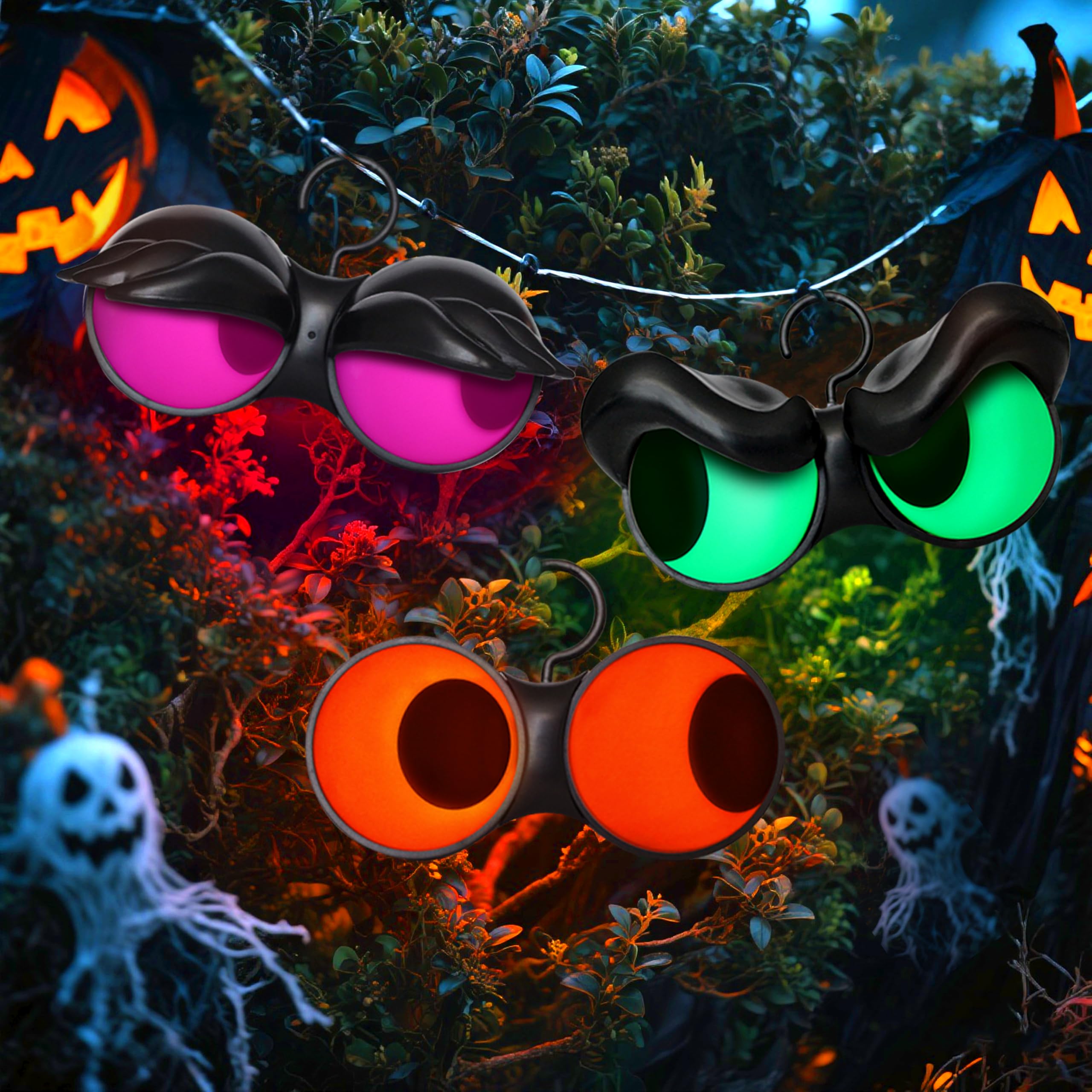 Joiedomi ojos frontal mostrando el set de tres para decorar Halloween