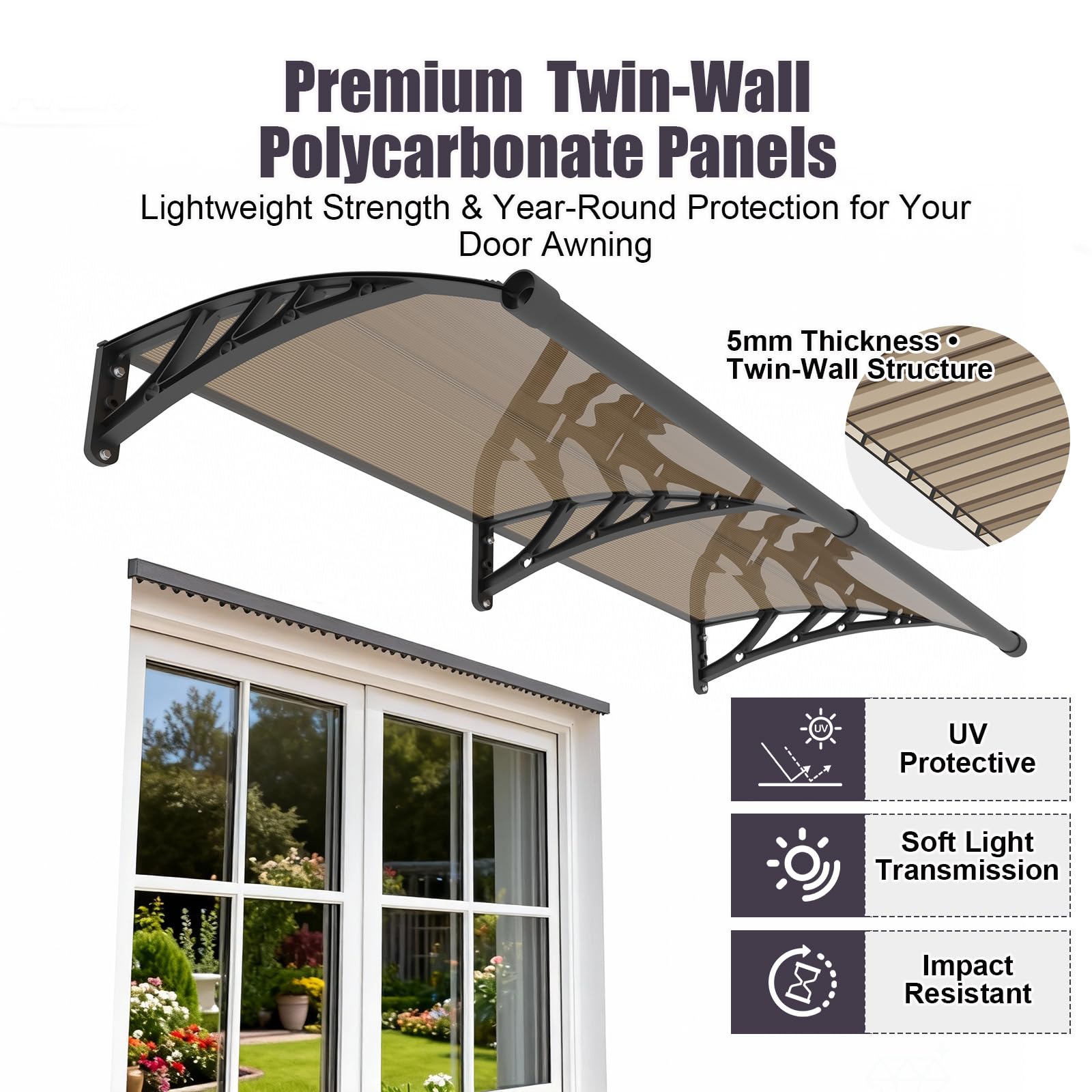 JYJNHOME toldo instalado en porche mejorando funcionalidad exterior