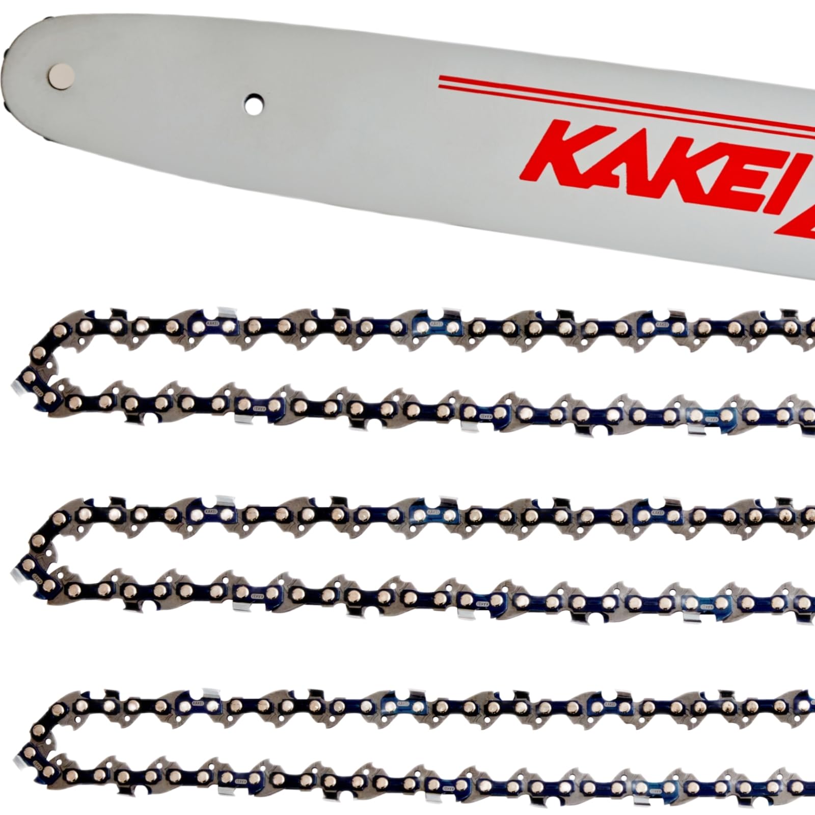 KAKEI barra y cadena frontal mostrando ajuste seguro y corte consistente