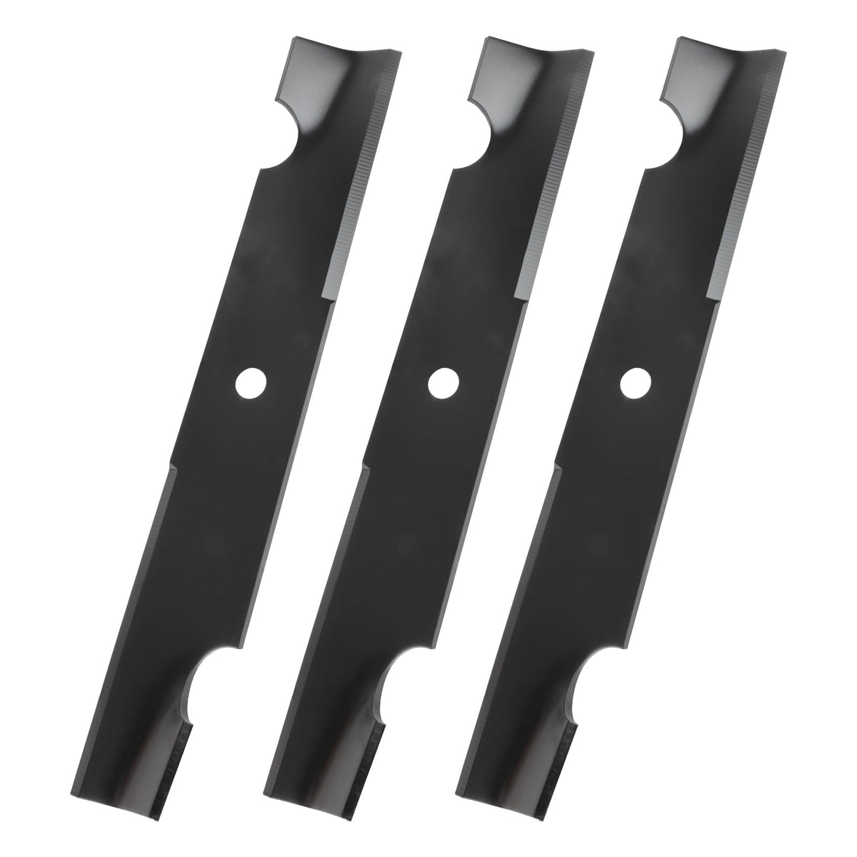Keycci cuchilla frontal 48" mostrando perfil y agujero central para ajuste