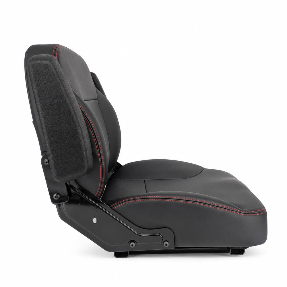 Keystone Seats instalado en cortacésped cero-turn demostrando compatibilidad