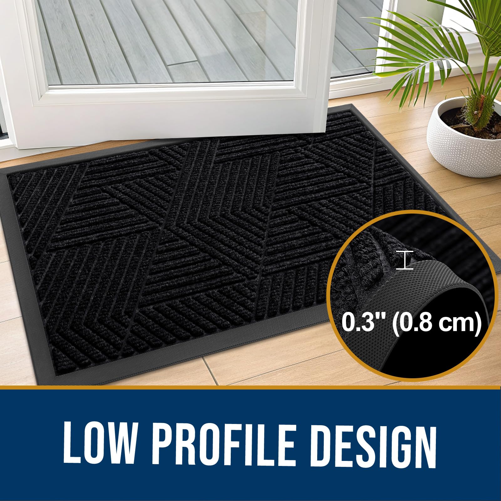 Kitinjoy felpudo junto a puerta para apreciar el tamaño 35x23 pulgadas