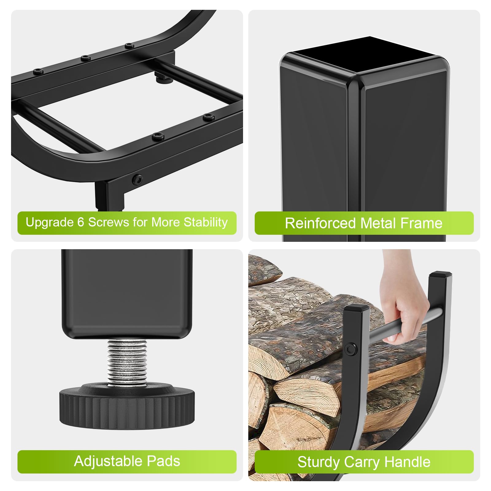 KRZKRZ soporte en uso junto a chimenea aporta orden y estilo