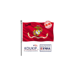KUOKIP bandera frontal USMC mostrando emblema nítido y orgullo